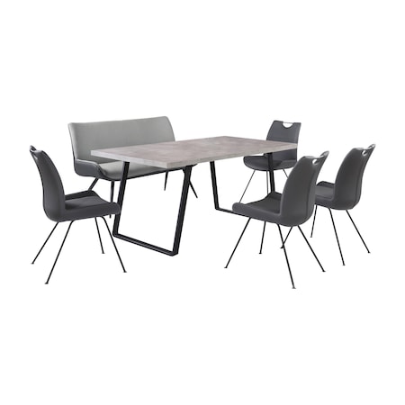 Armen Living Coronado 6 Piece Gray Rectangular Dining Set SETCDDI6PCGR